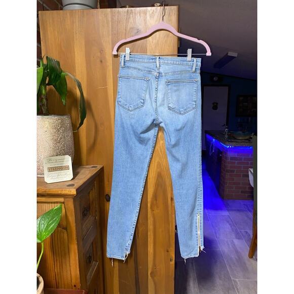 Frame Jeans Womens 27 Le High Skinny Light Wash Denim frayed ankles with zippers - Picture 2 of 5